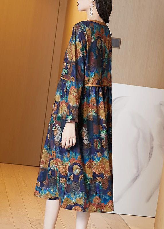 Khaki V Neck Tie Dye Cotton Maxi Dresses Spring