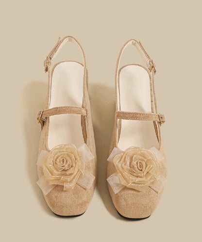 Splicing Chunky Sandals Apricot Suede
