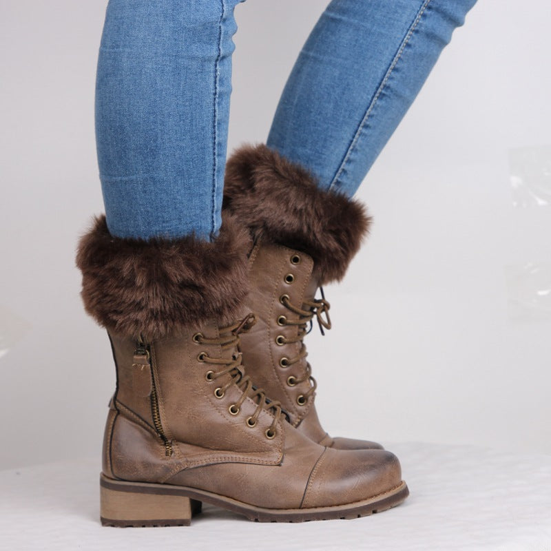 Casual Solid Color Furry Socks elevenforest