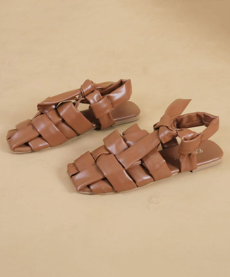 Brown Hollow Out Comfy Splicing Walking Sandals