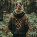 Women's Vintage Celtic Knot Gradient Jacquard Comfort Knit Hooded Cardigan elevenforest