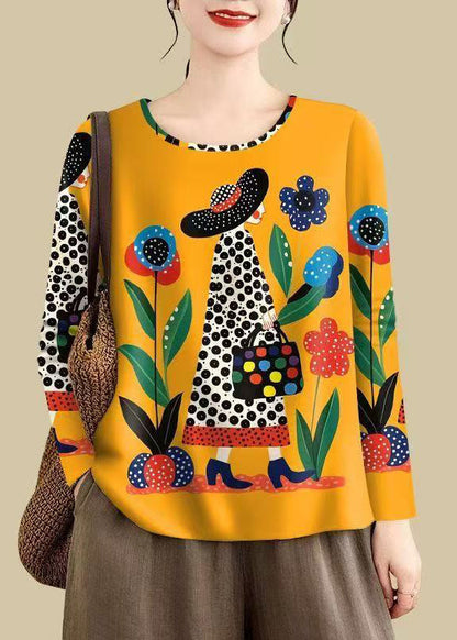 Orange Cat Novelty Oversized Print Cotton Shirts Fall