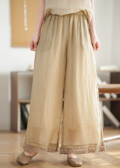 Boutique Brick Red Oversized Patchwork Linen Pants Summer