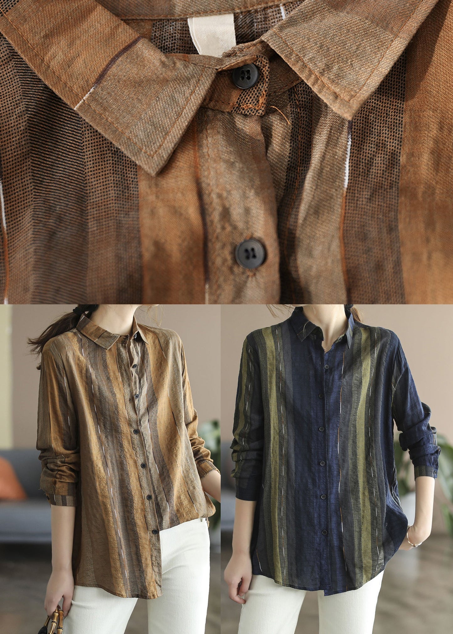 Navy Peter Pan Collar Shirt Top Long Sleeve