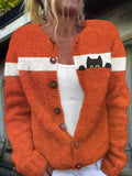 Funny Cat Knit Women's Cardigan Sweater elevenforest