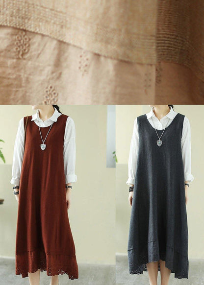 Chocolate Dresses O Neck Sleeveless Dresses Spring Dresses