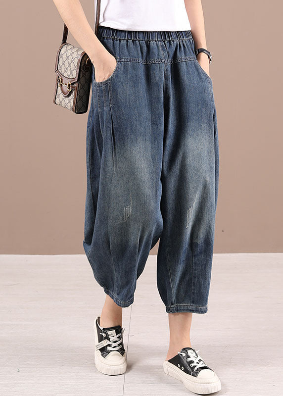 Blue Pockets Harem Fall Pants