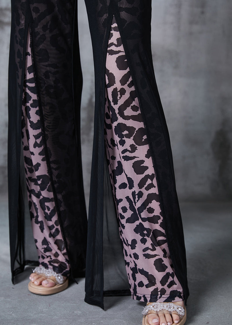 Black Side Open Silm Fit Chiffon Bell-bottom Fall