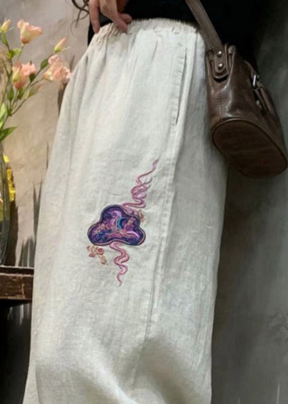 Linen Colour Pockets Linen Wide Leg Pants Summer