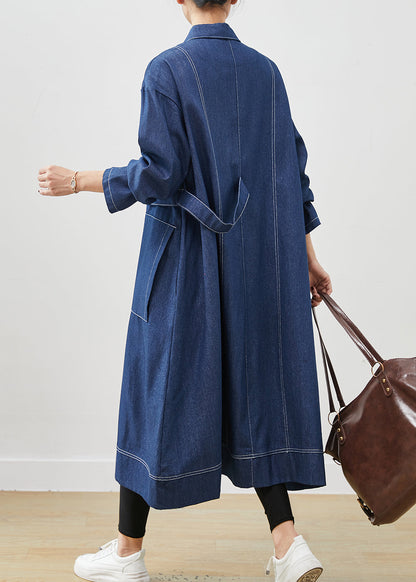 Navy Oversized Pockets Denim Coat Spring