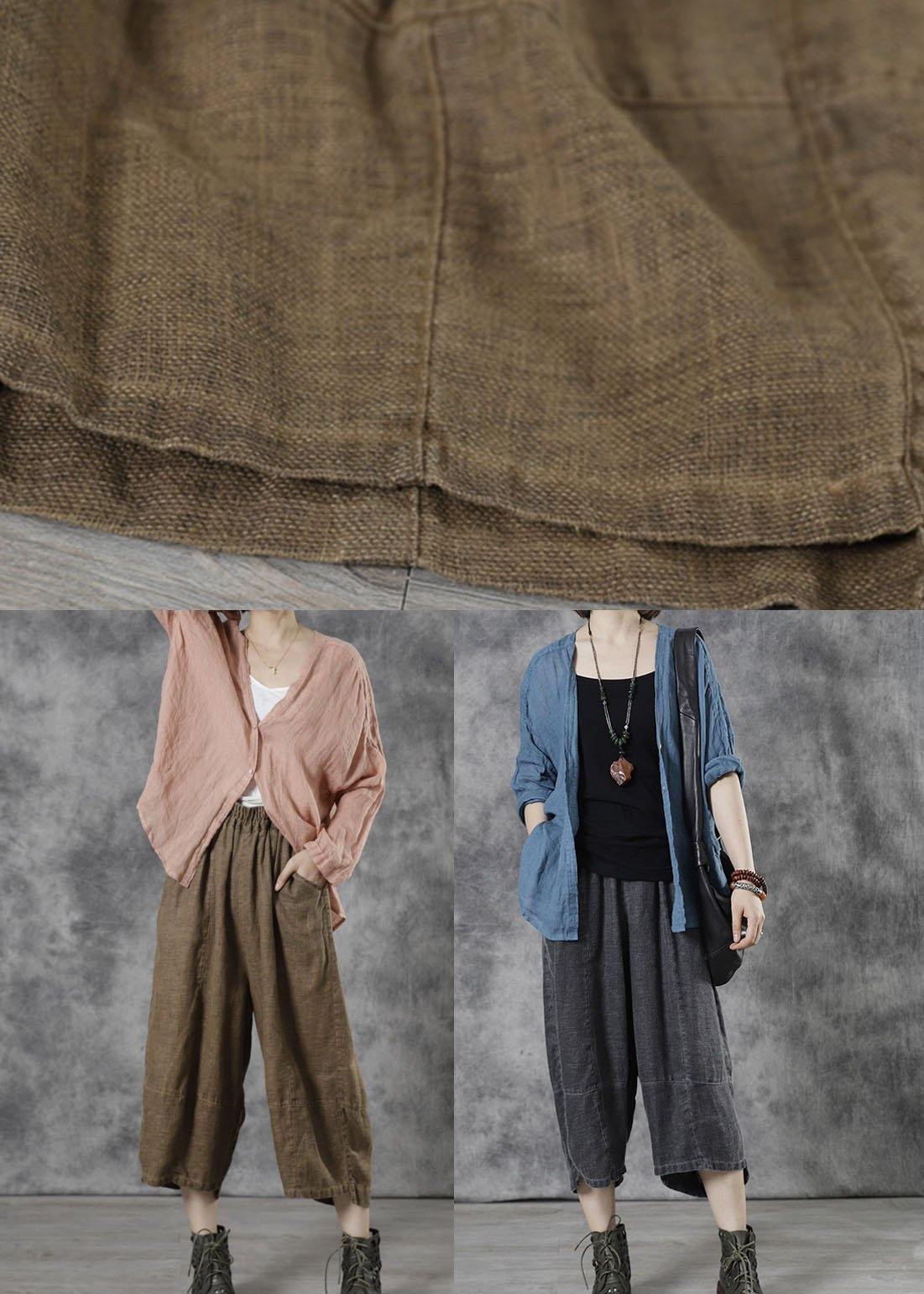 Khaki Patchwork Crop Fall Pants