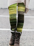Forest Elf Inspired Gradient Patchwork Knit Cozy Leggings artswardrobe