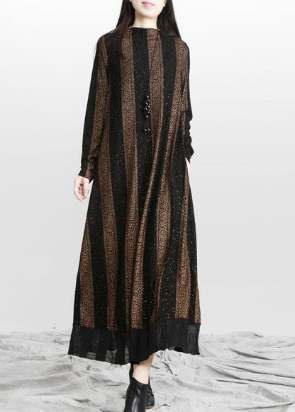 Natural Gold Stand Pockets a Line Dresses Fall
