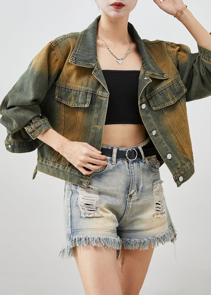 Blue Oversized Denim Short Coats Fall