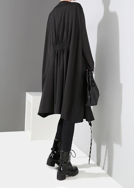 Woman Black Unique Cape Style Coat