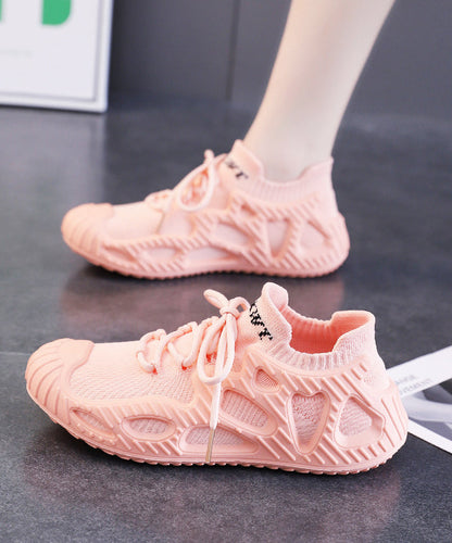 Beige Breathable Mesh Flats Shoes