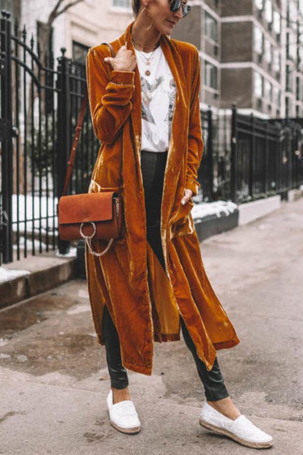 JO | stylish long velvet coat