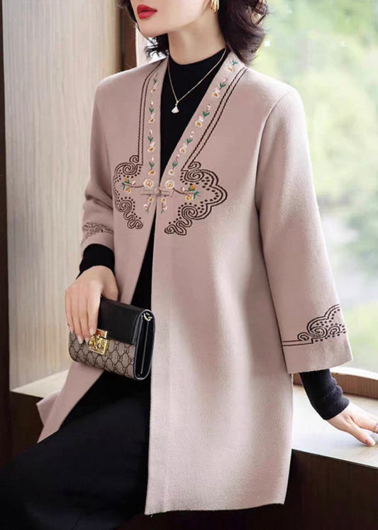 Camel Print Button Woolen Cardigans Fall