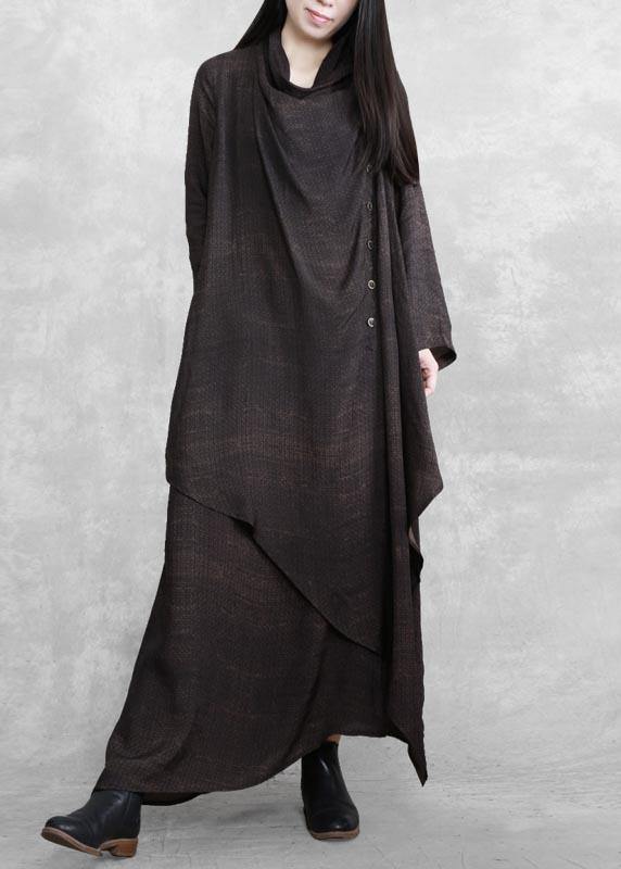 Asymmetric Spring Quilting Clothes Wardrobes Chocolate Maxi Dress