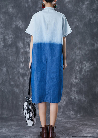 French Colorblock Oversized Patchwork Cotton Dress Summer