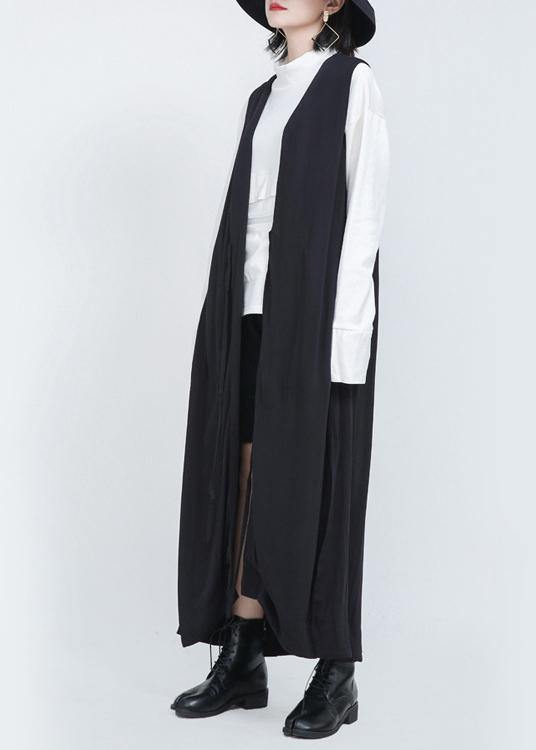 Summer New Black Sleeveless Loose and Long Waistcoat