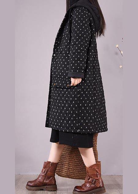 Loose Fitting Coats Black Hooded Pockets Outfit