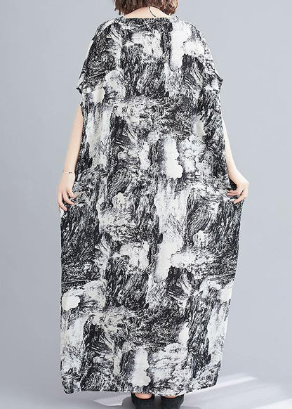 Vivid Abstract Pattern Tunics for V Neck Robes Summer Dress