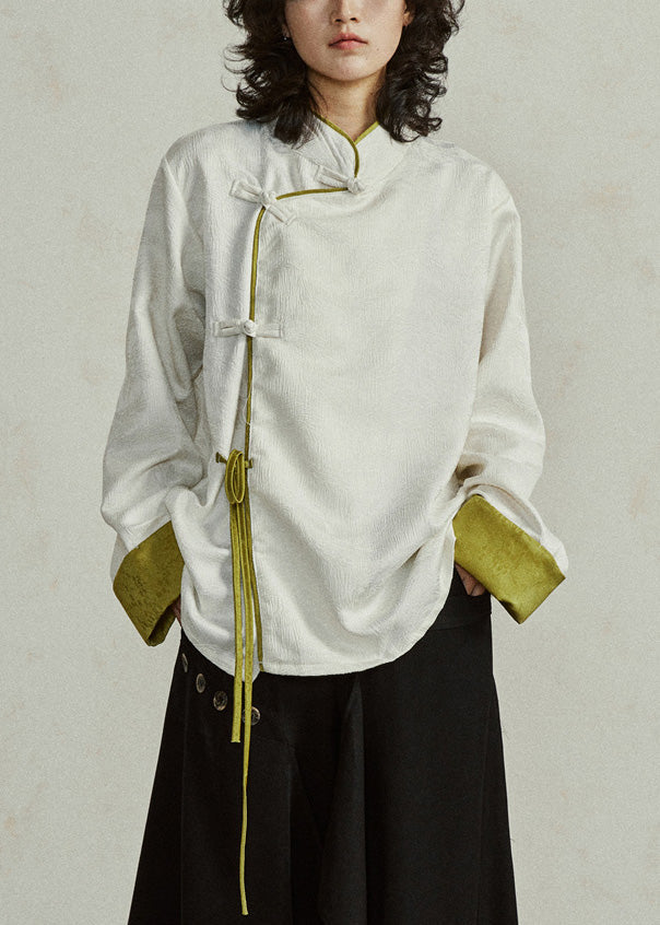 Original Design Beige Stand Collar Top Fall