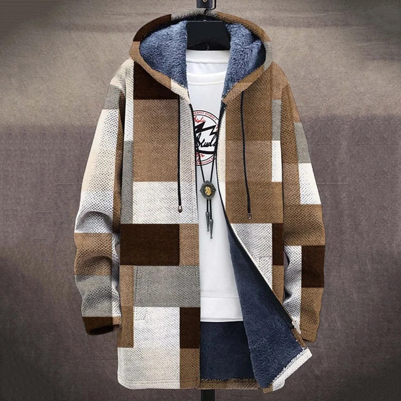 Men's Retro Geometric Plush Cozy Cardigan Sweater Jacket elevenforest