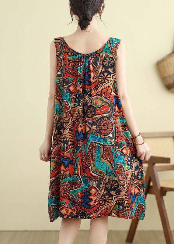 Orange Wrinkled Holiday Long Dress Summer