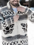 Men's Vintage Pattern Cozy Knit Cardigan artswardrobe