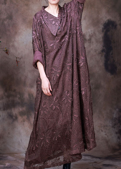 Art Chocolate Asymmetrical Lace Dress Spring