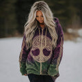 Comstylish Women's Vintage Viking Celtic Knot Tree Of Life Style Plush Zip-up Hoodie