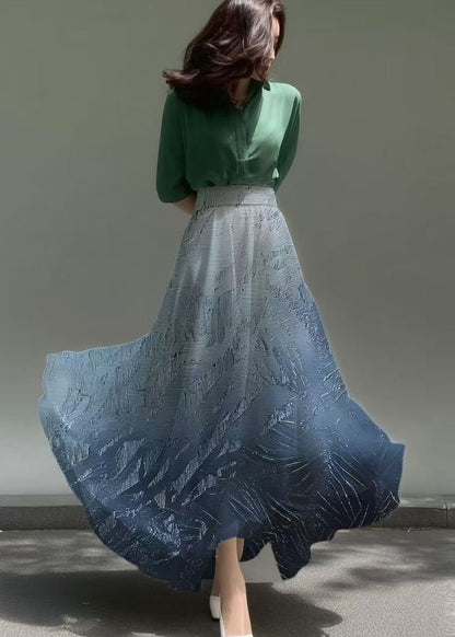 Gradient Navy Exra Large Hem Chiffon Skirts Fall