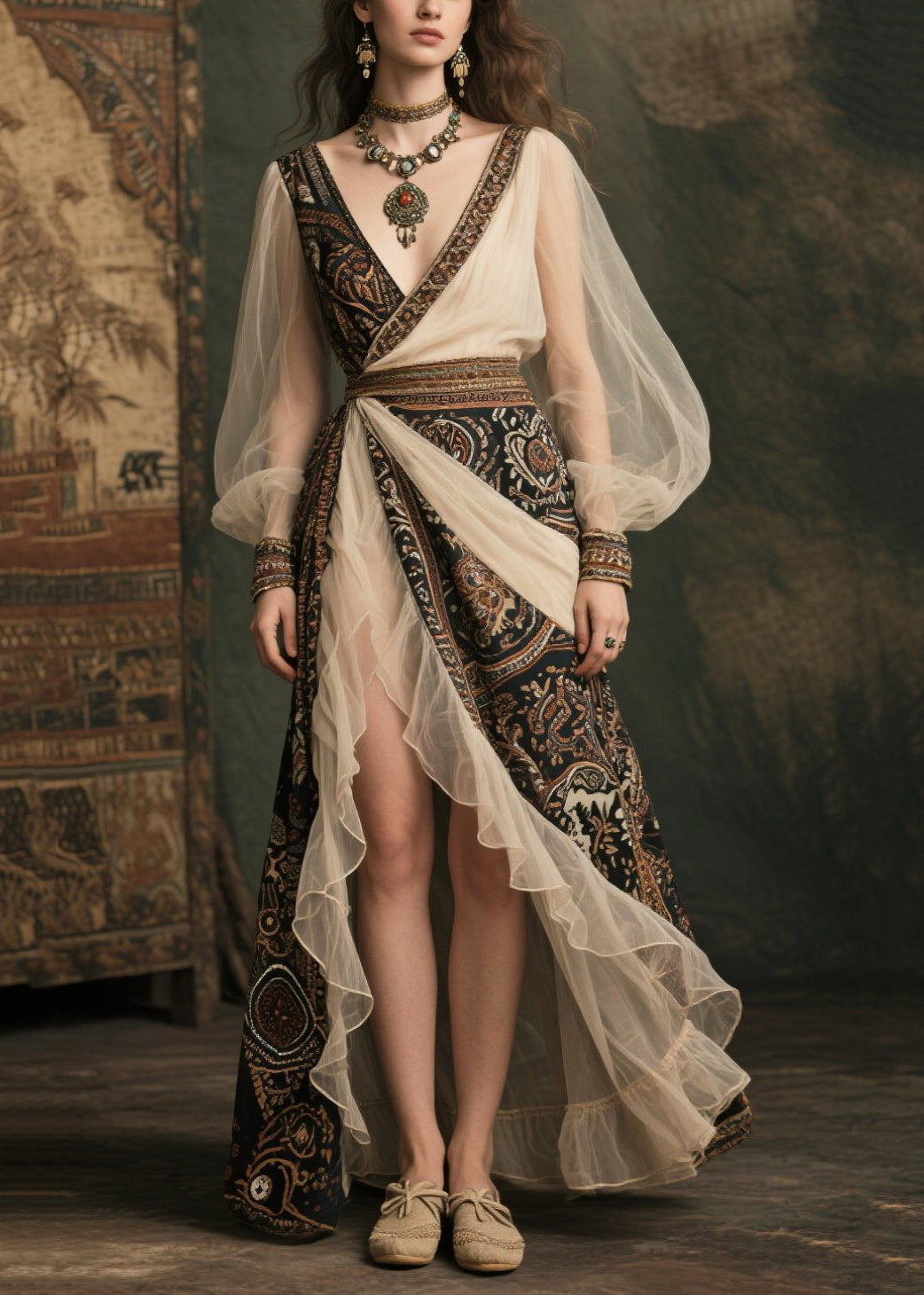 Black Asymmetrical Patchwork Chiffon Evening Dress Summer