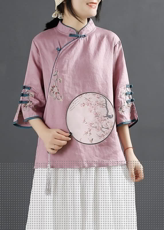 Classy Blue Embroideried Patchwork Top Half Sleeve
