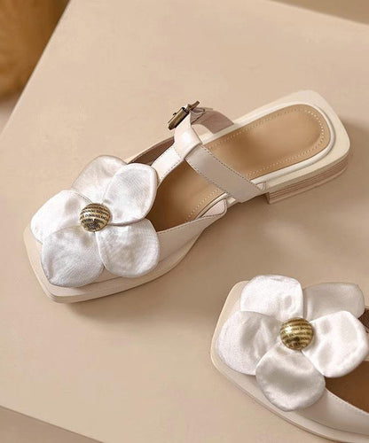 Classy Beige Splicing Hollow Out Slide Sandals
