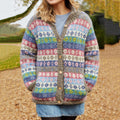 Vintage Floral Fair Isle Jacquard Sweater Cozy Knit Lapel Cardigan elevenforest