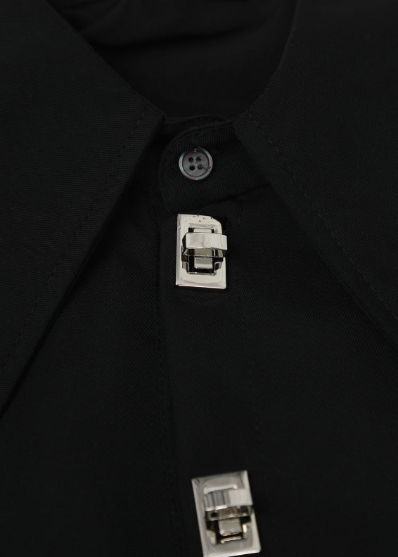 Diy Black Peter Pan Collar Button Top Long Sleeve