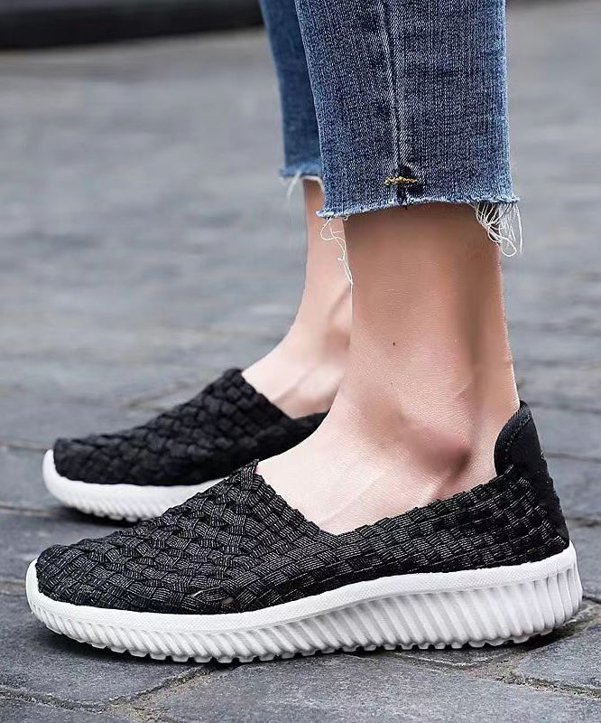 Pink Flat Shoes Knit Fabric Handmade Splicing Soofairy Shoes-20251