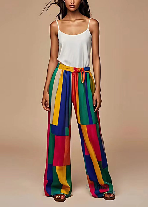 Colorblock Oversized Patchwork Chiffon Straight Pants Summer