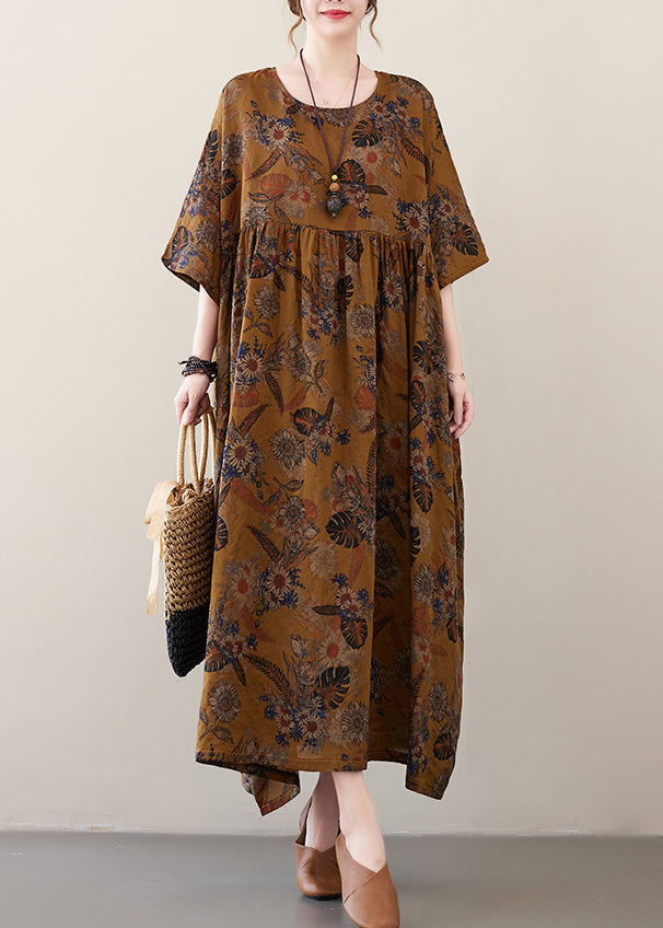 Unique Yellow O-neck Patchwork Party Maxi Dress Summer