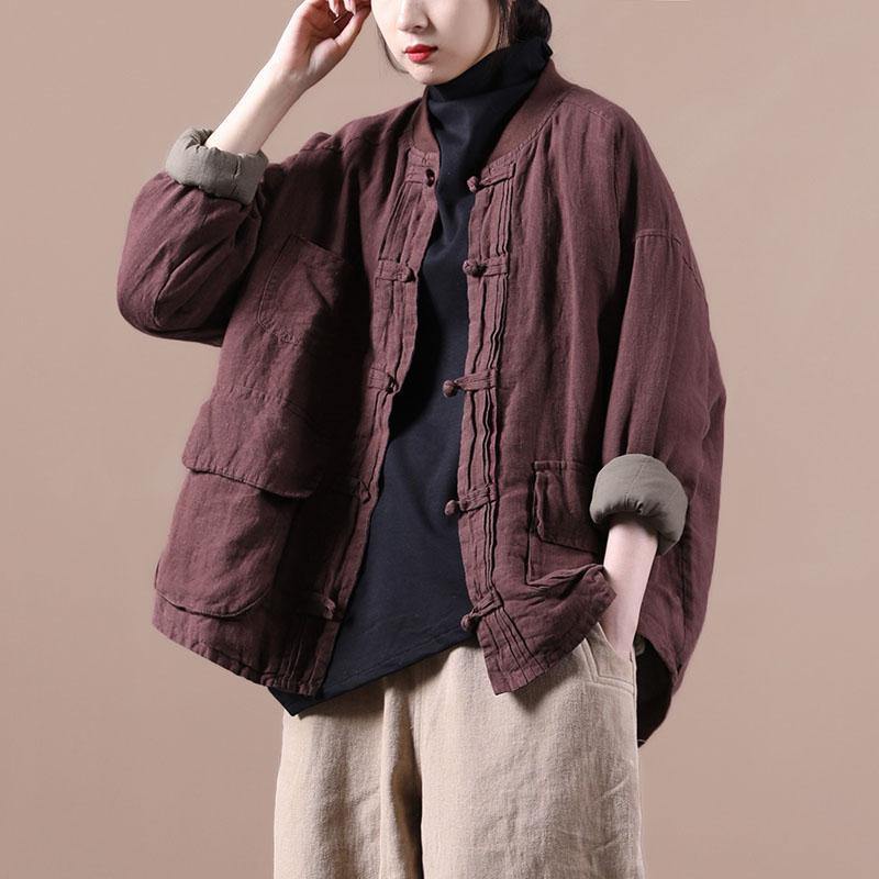 Orange Linen Jacket Short Coat