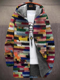 Men's Vintage Colorful Knitted Pattern Cozy Hooded Coat elevenforest