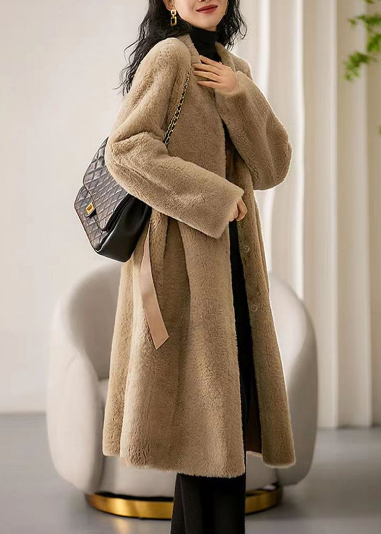 Black O Neck Pocketspatchwork Wool Coat Winter