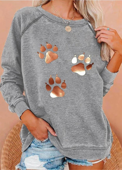 Dog Footprints Print Sweatshirt