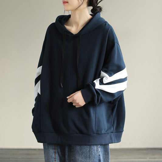 Diy Hooded Cotton Spring Linen Tops Blouses Design Navy Shirt