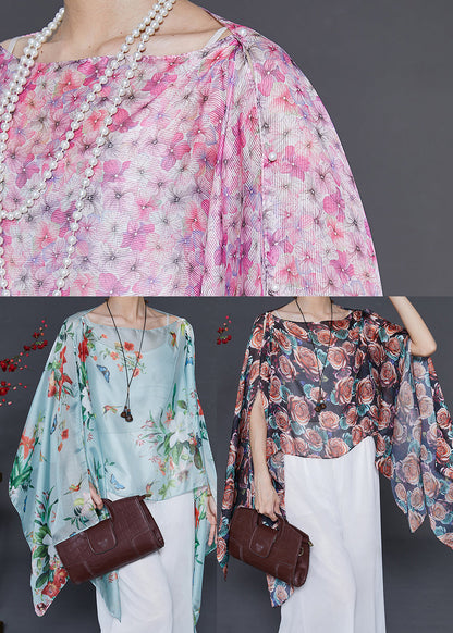 Black Asymmetrical Print Chiffon Long Smock Summer