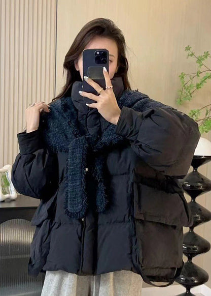 Fashionable Pink Knitted Shawl Two-piece Duck Down Jacket Winter