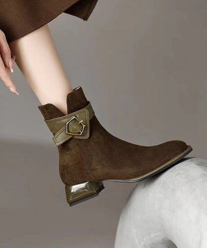 Splicing Chunky Boots Black Suede